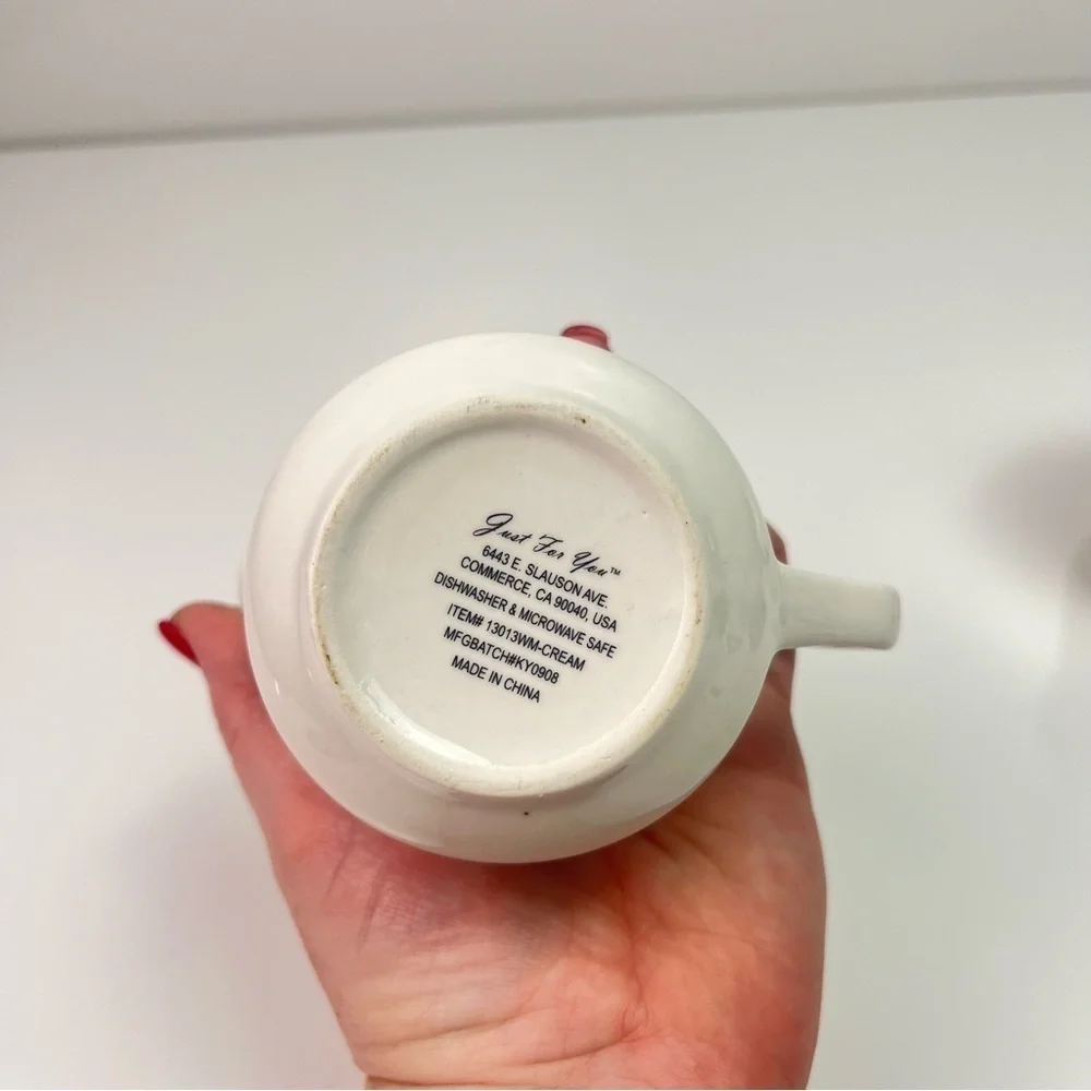 Vintage 1990’s Off-White Color with Red Writing Cream and Sugar Set